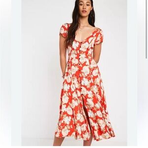Urban Outfitters Malena Floral Button-Down Midi Dress